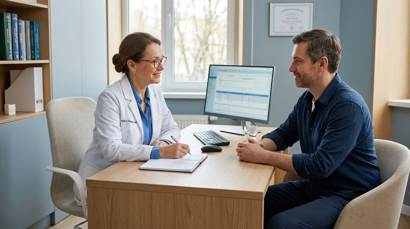 Лечение лекарственной зависимости от таблеток Врач и пациент на приёме
